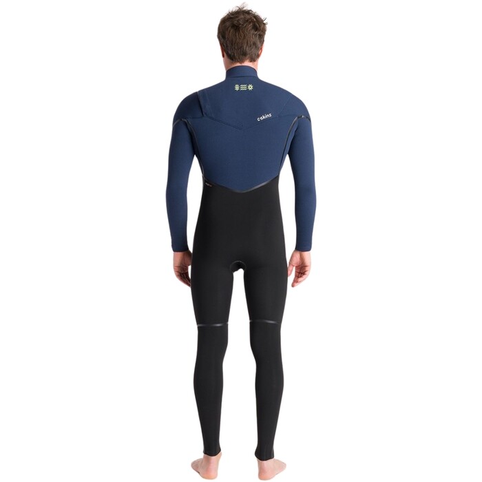 2024 C-Skins Mens NuWave Wired 5/4mm Chest Zip Wetsuit C-NWI54MCZ - Black / Bluestone x / Cool Green